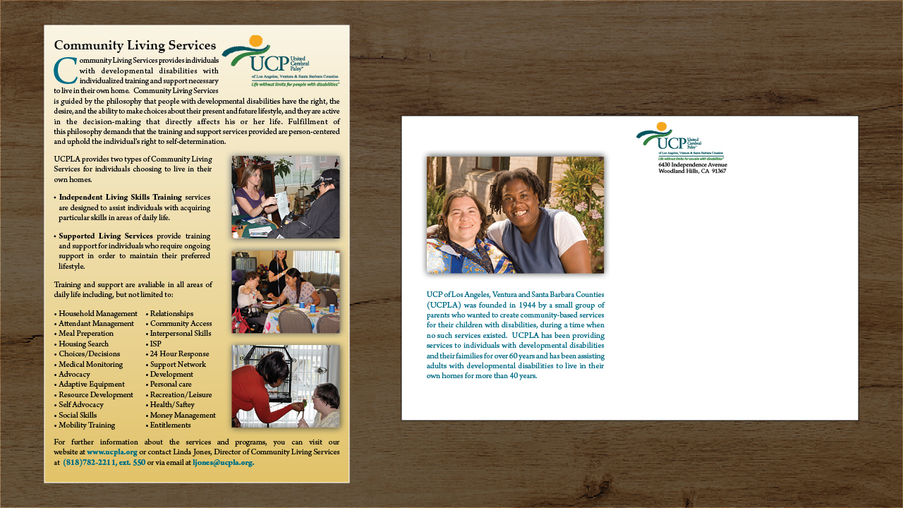 UCPLA Residential Services Program Brochure - Front and Back