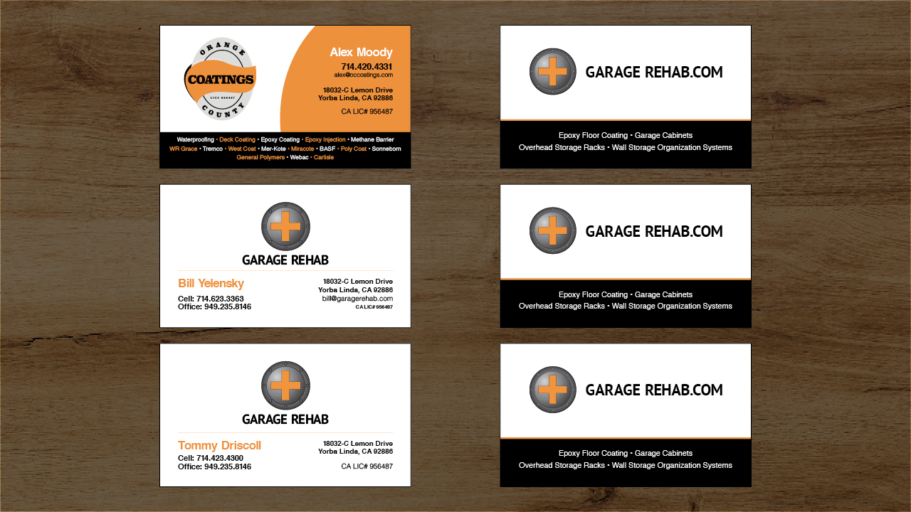 Garage Rehab/Orange County Coatings Business Cards